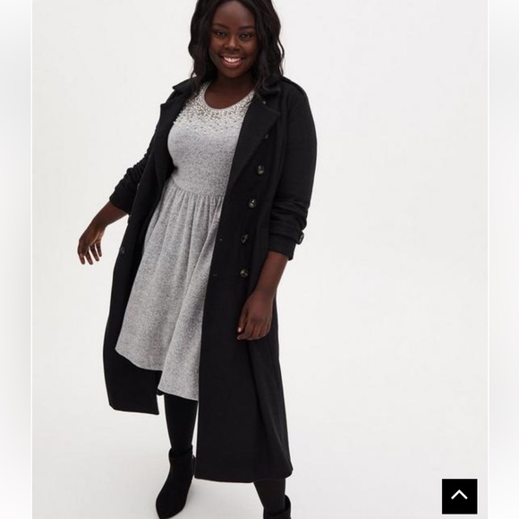 Grey Super Soft Plush Dress with Pearl Neck - Picture 5 of 5